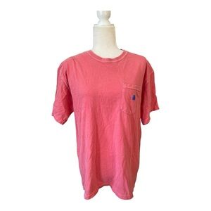 Teddy Fresh Mens Cotton Classic Pocket T-Shirt Salmon Color Preppy